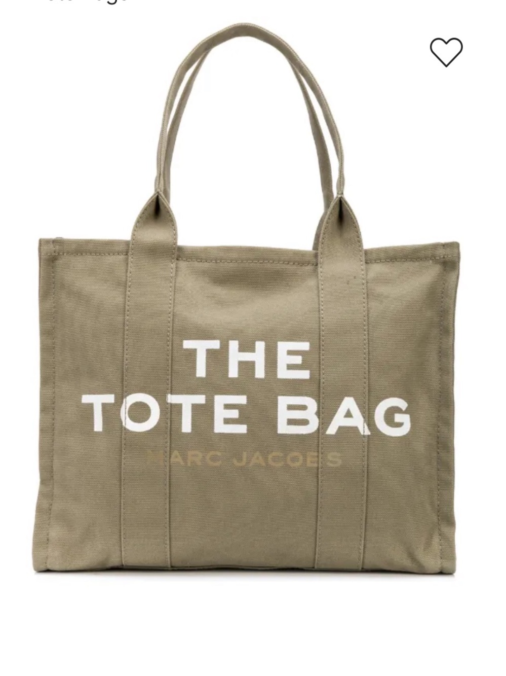 Marc Jacobs Canvas Tote Bag in Olive Green - Large